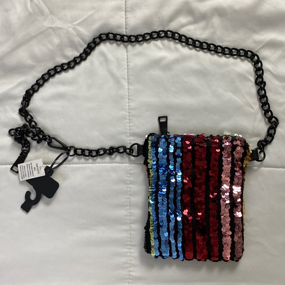 Steve Madden Sequin & Chain Belt Bag Med/Lrg New